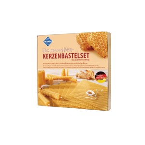 Pebaro Bienenwaben-Kerzenbastelset mit Wabenplatten, Docht und Anleitung zum Kerzengestalten.