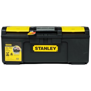 Stanley Werkzeugbox Basic 24, schwarz-gelb, mit Schnellverschluss und Organizer.