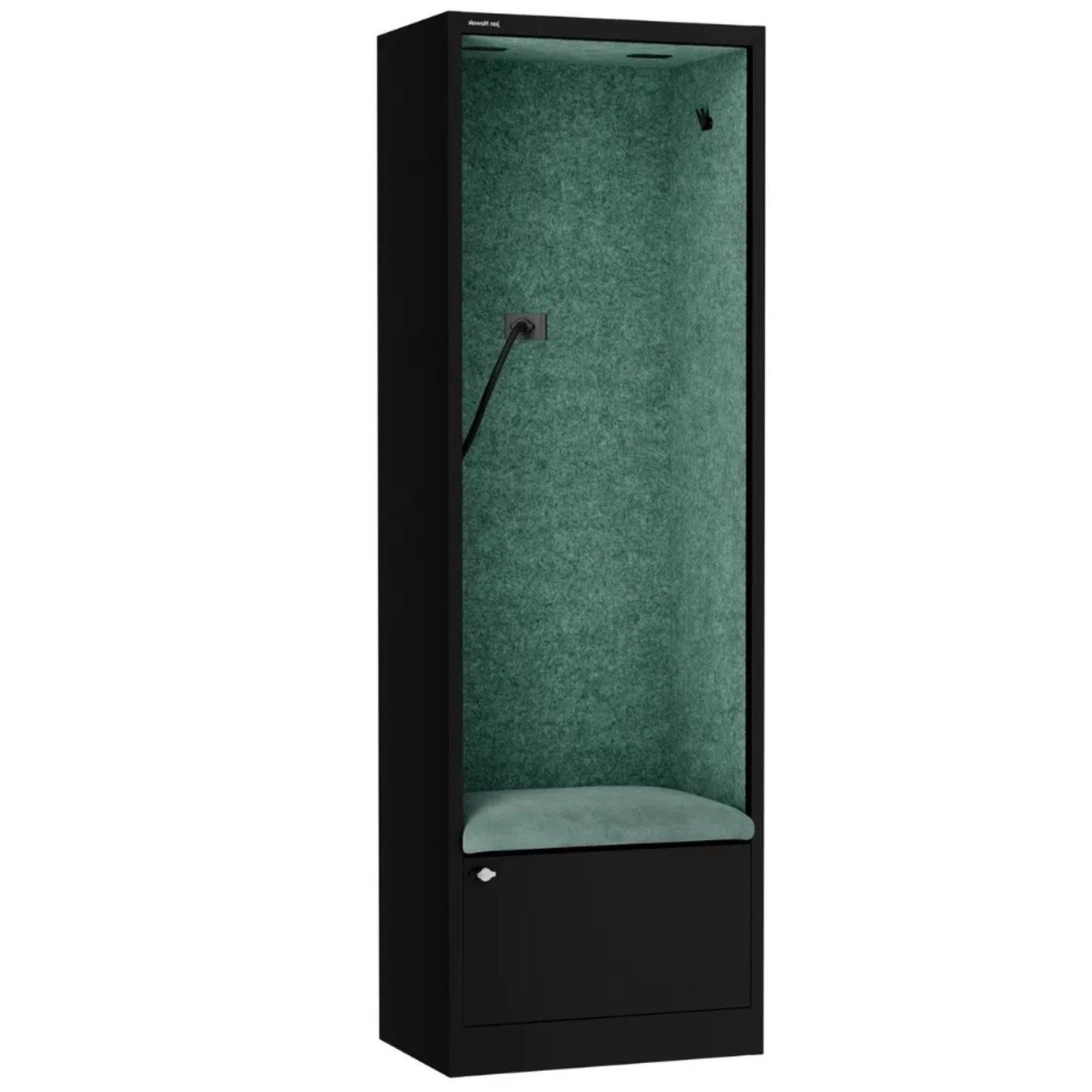 JAN NOWAK Akustikkabine mit Schalldämmung SALLY 185x60x40cm Schwarz-Grün Telefonkabine Meetingbox Telefonbox Akustikbox Bürokabine