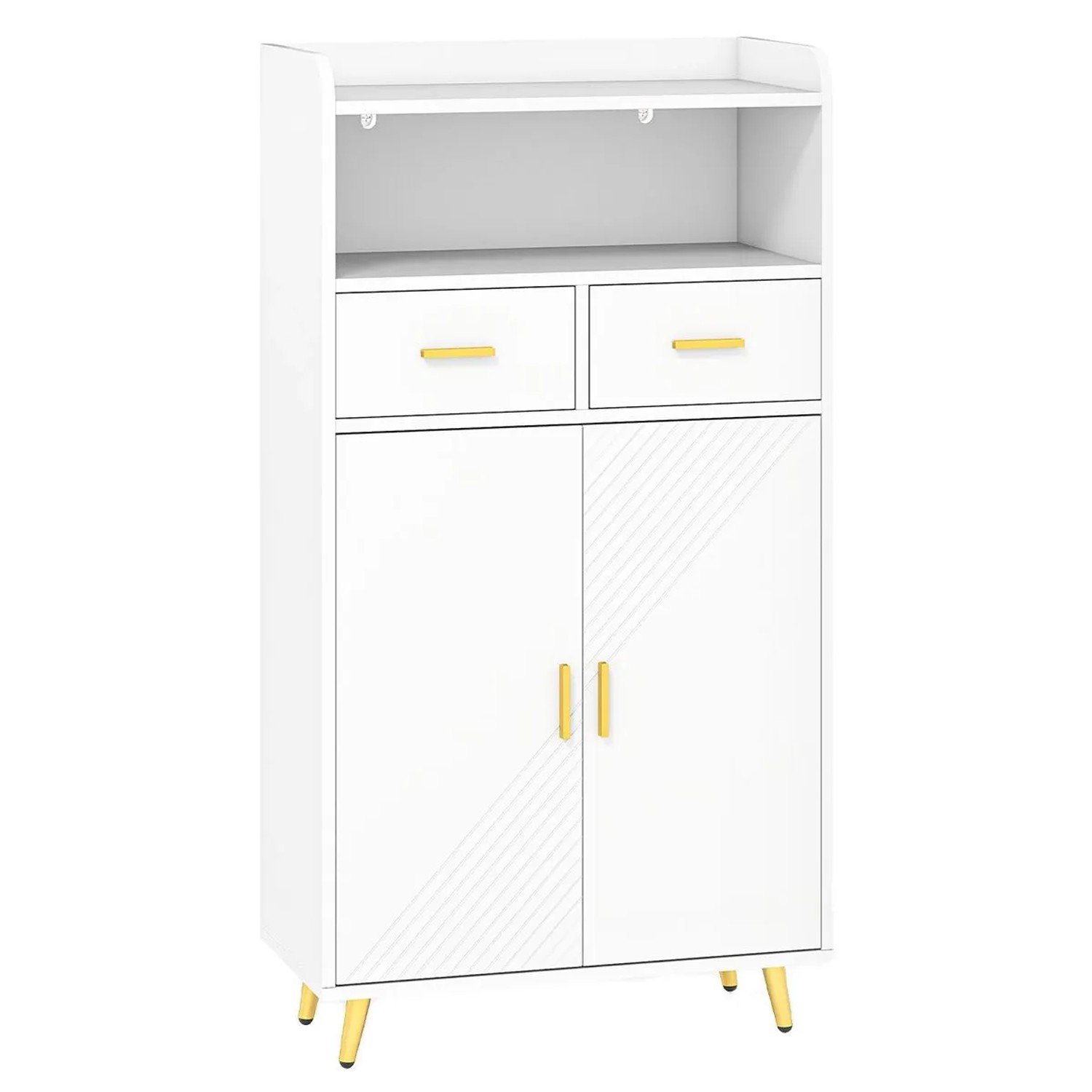 Costway Mehrzweckschrank mit Doppeltür 2 Schubladen Weiß günstig online kaufen