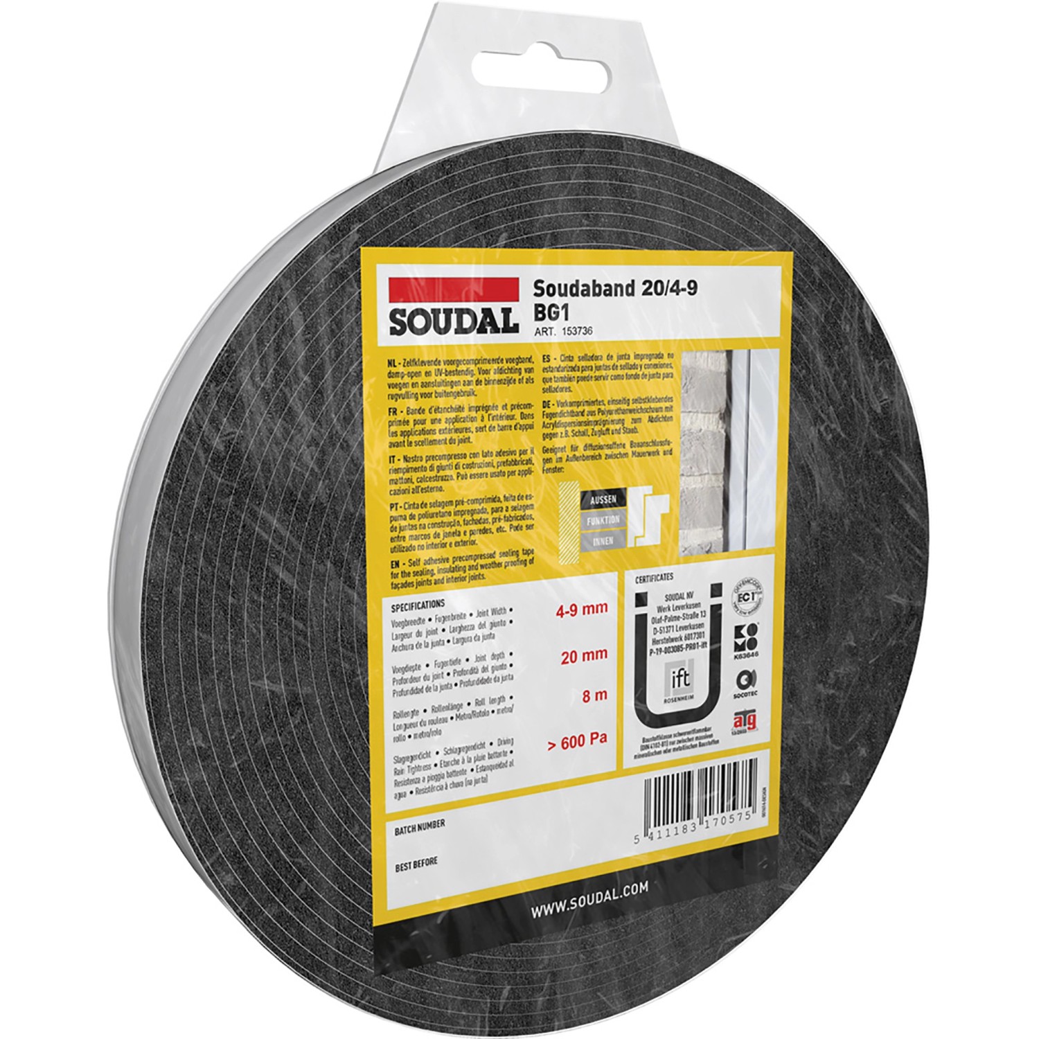 Soudal Fugendichtband Soudaband BG1 20/4-9 mm Rolle 8 m