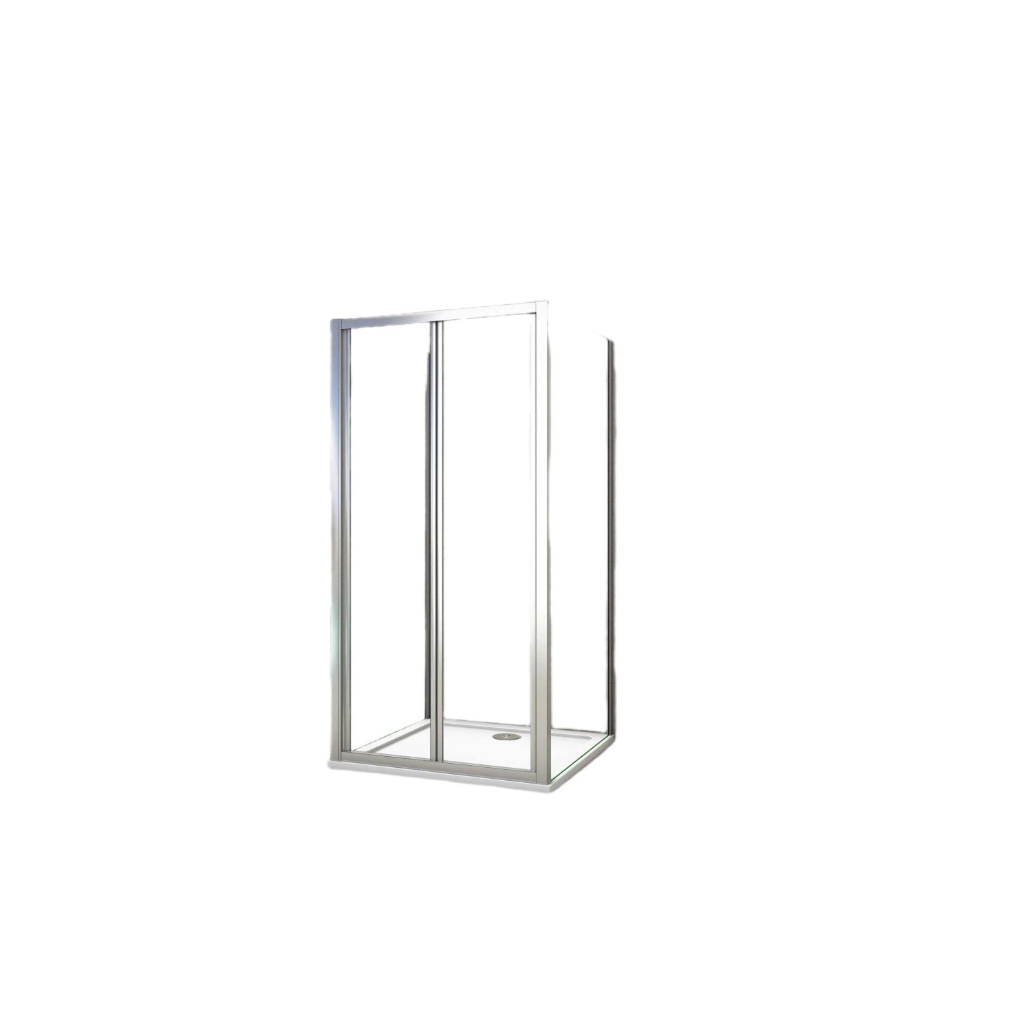 AICA U-Duschkabine Chromt B.100xH.185cm Falttür Duschtür mit 2x Seitwanden 70x70x185cm 5mm ESG Sicherheitsglas