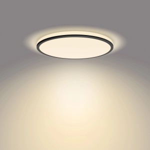 Schwarze Philips LED-Deckenleuchte Ozziet SceneSwitch mit warmweissem Licht.