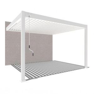 Weiße Weide Deluxe Wand Pergola mit Lamellendach aus Aluminium, 3x3,6m. Sonnenschutz für die Terrasse.