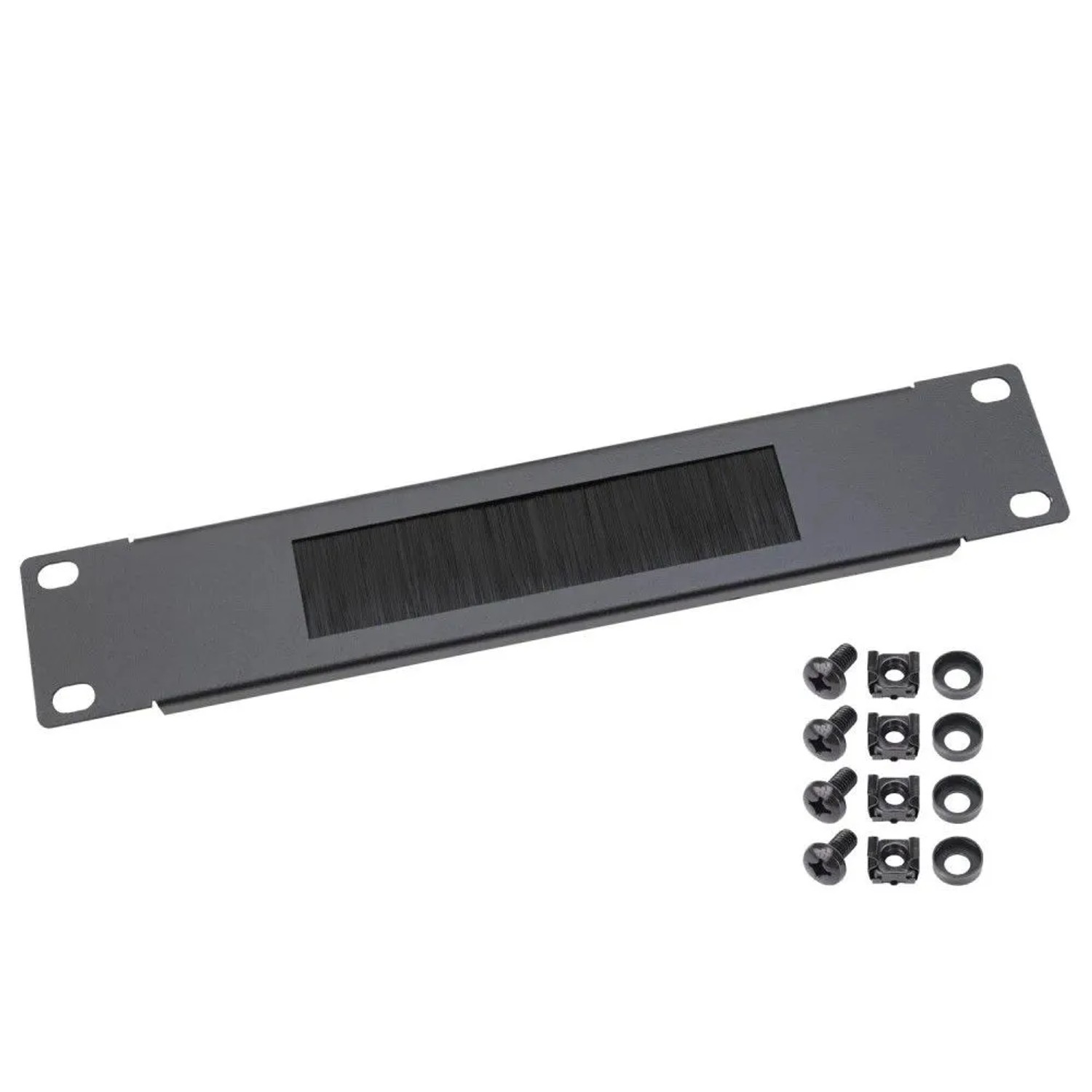 HMF 63389 Kabeldurchführung mit Bürsteneinsatz für Serverschrank 10 Zoll 1 HE Schwarz