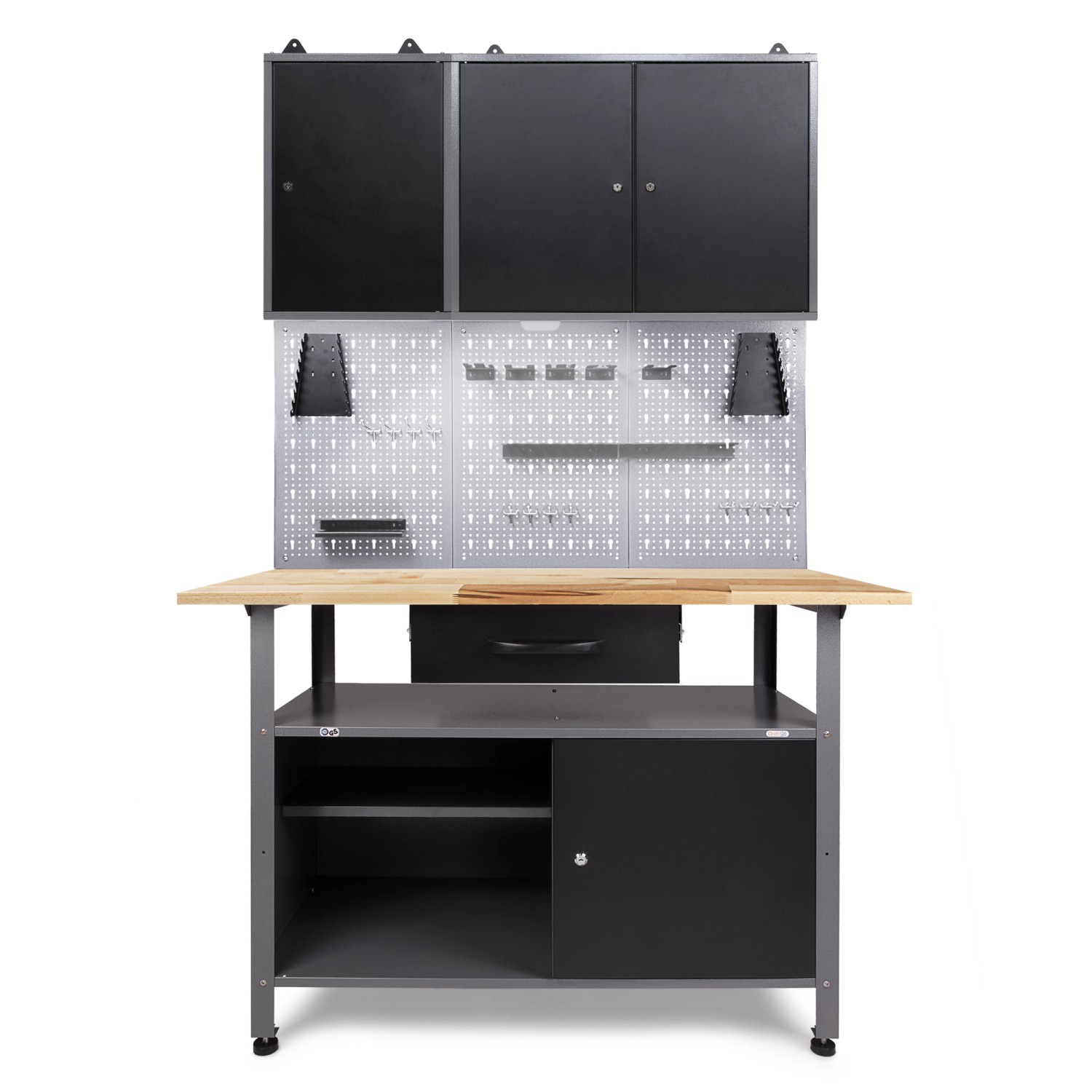 Ondis24 Werkbank Set Klaus 120 cm 2 Schränke LED Werkstatt günstig online kaufen