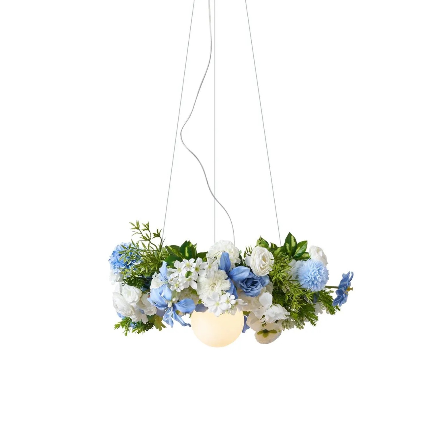 Qazqa Bohemian Hängelampe Schwarz Mit Farbigen Blumen Blau Und Weiß Flower Power