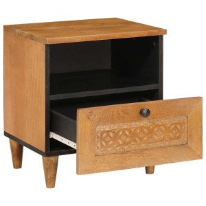 vidaXL Nachttisch Hellbraun 40 x 33 x 46 cm Massives Mangoholz 4018086