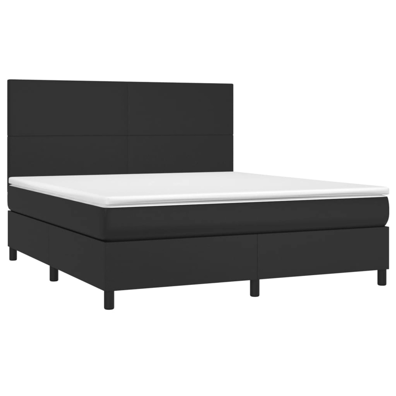 vidaXL Boxspringbett mit Matratze & LED Schwarz 160x200 cm Kunstleder 31358 günstig online kaufen