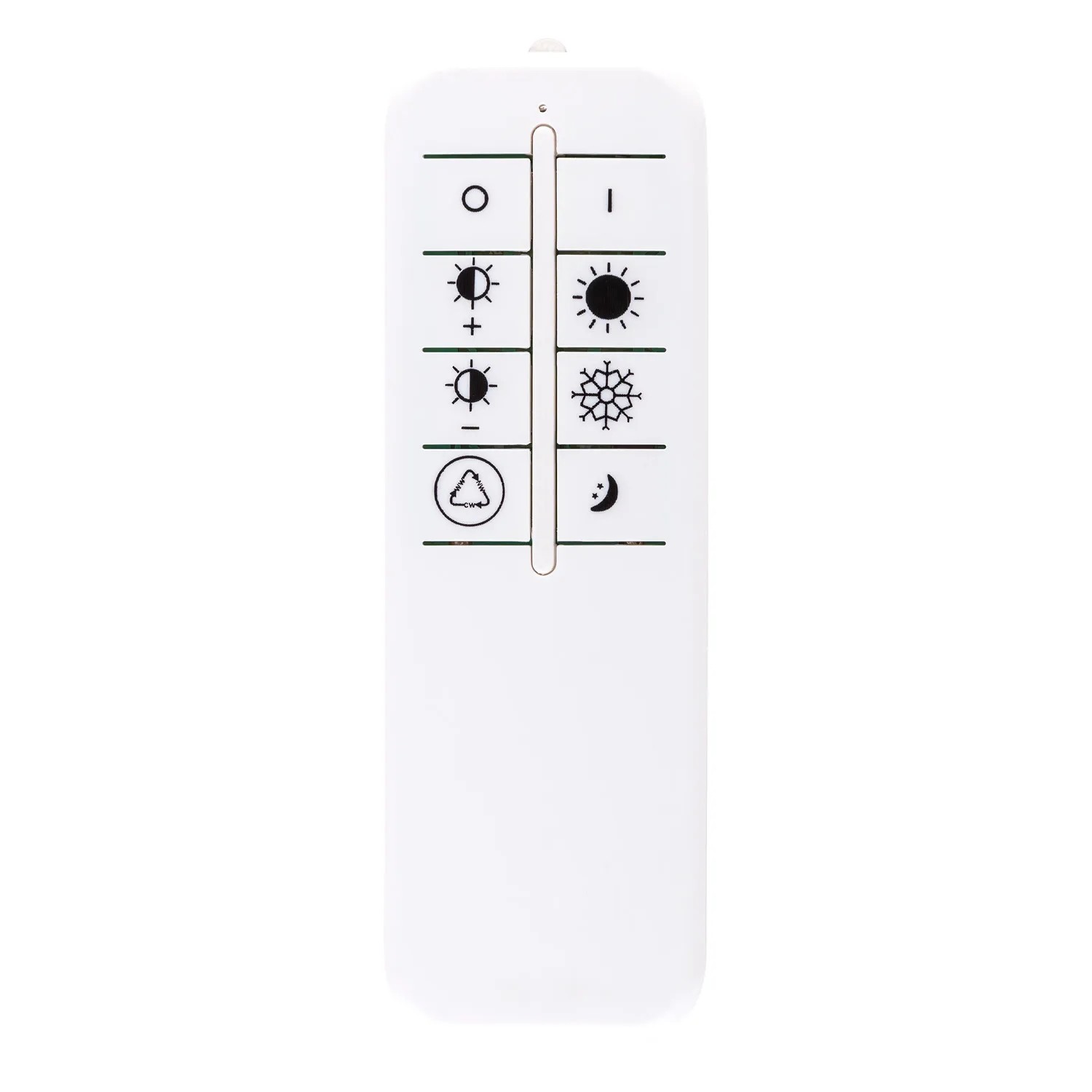 Fernbedienung für Globo LED-Deckenleuchte Sajama I, weiß mit verschiedenen Symbolen zur Steuerung.