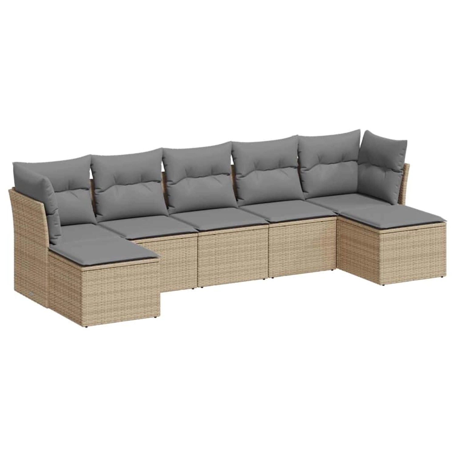 vidaXL 7-Tlg Garten-Sofagarnitur mit Kissen Hellgrau Poly Rattan 3218032 günstig online kaufen