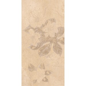 Beige, matte Wandfliese Impero Feinsteinzeug Dekor, 60x120 cm, mit floralem Muster.