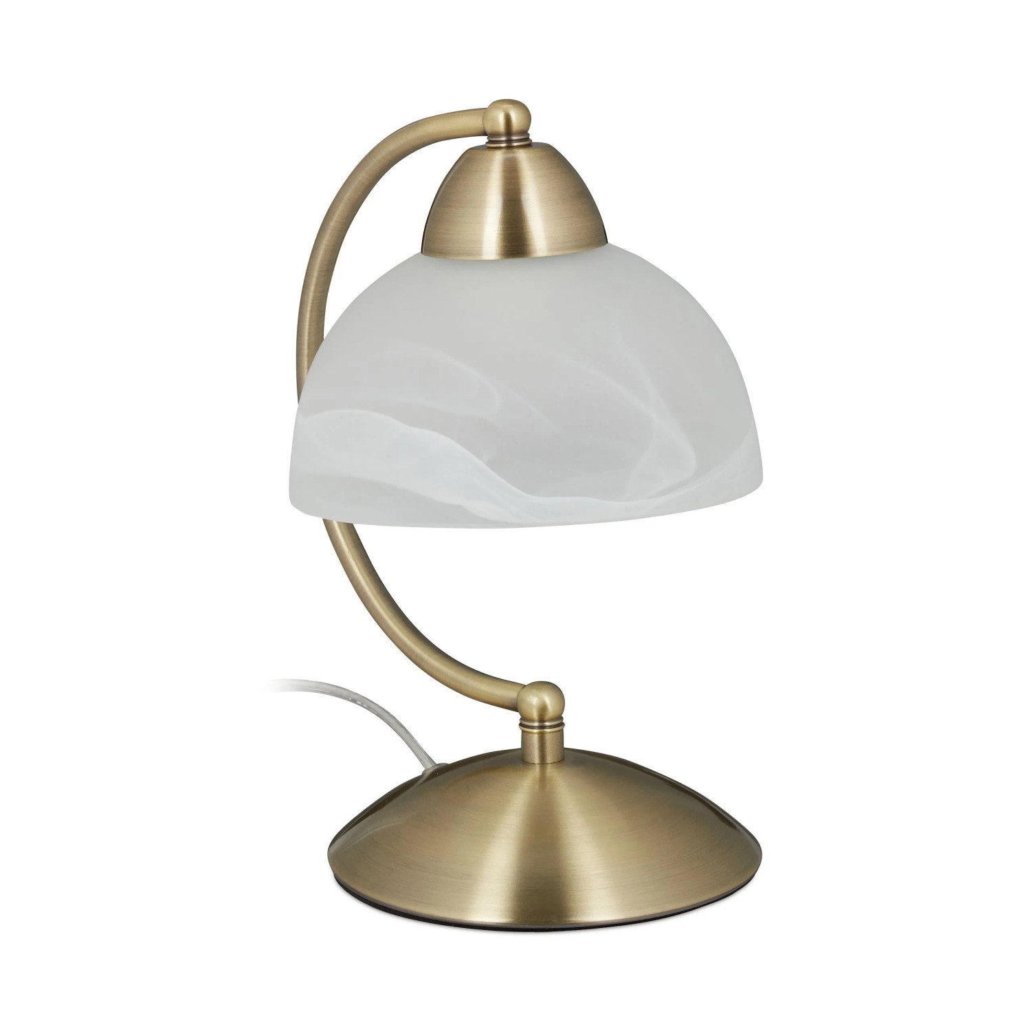 Relaxdays Tischlampe Metall Glas Messing Touch Dimmbar 25 cm x 15 cm x 19 cm 0,75 kg