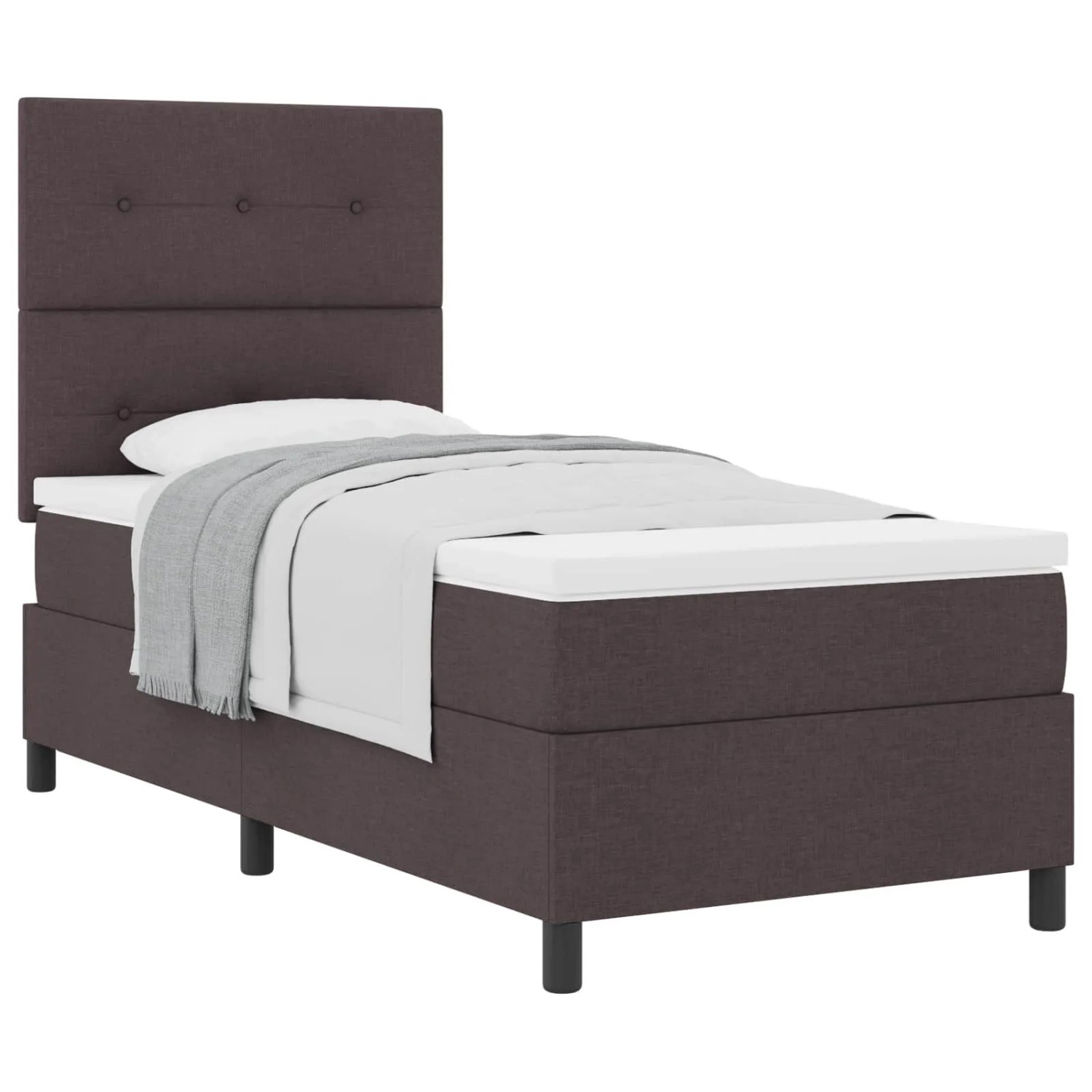 vidaXL Boxspringbett mit Matratze Dunkelbraun 90 x 190 cm Stoff 3339353