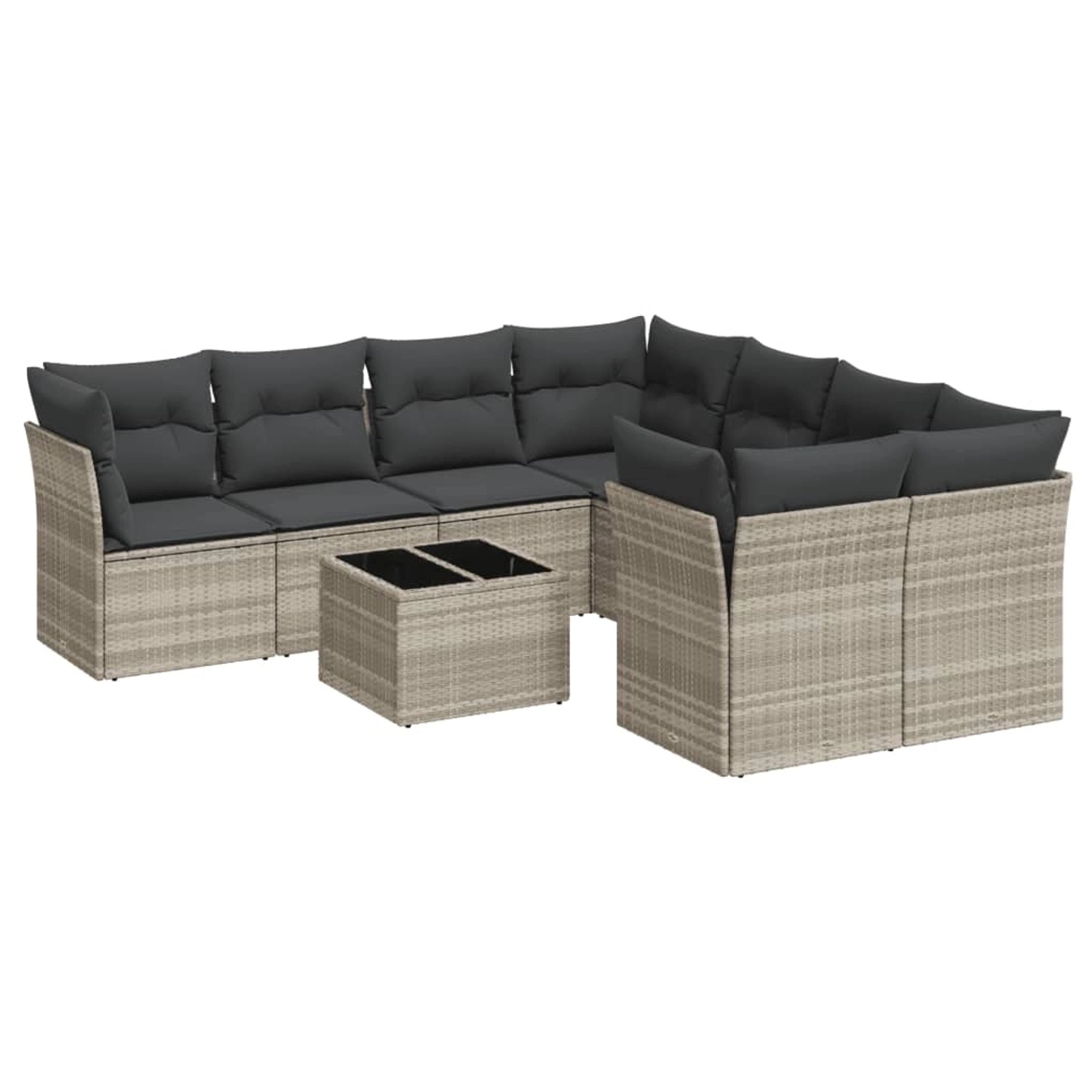 vidaXL 9-Tlg Garten-Sofagarnitur mit Kissen Hellgrau Poly Rattan 3249161 günstig online kaufen
