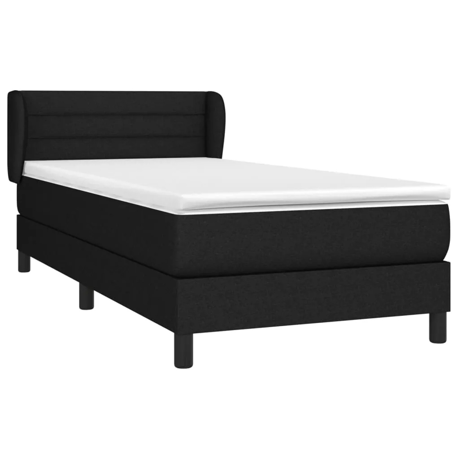 Schwarzes vidaXL Boxspringbett 100x200 cm mit Matratze und Kopfteil.