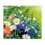 Banjado Glas Herdabdeckplatte mit Blumenstrauß Motiv, 60x52cm, auch als Schneidebrett nutzbar.