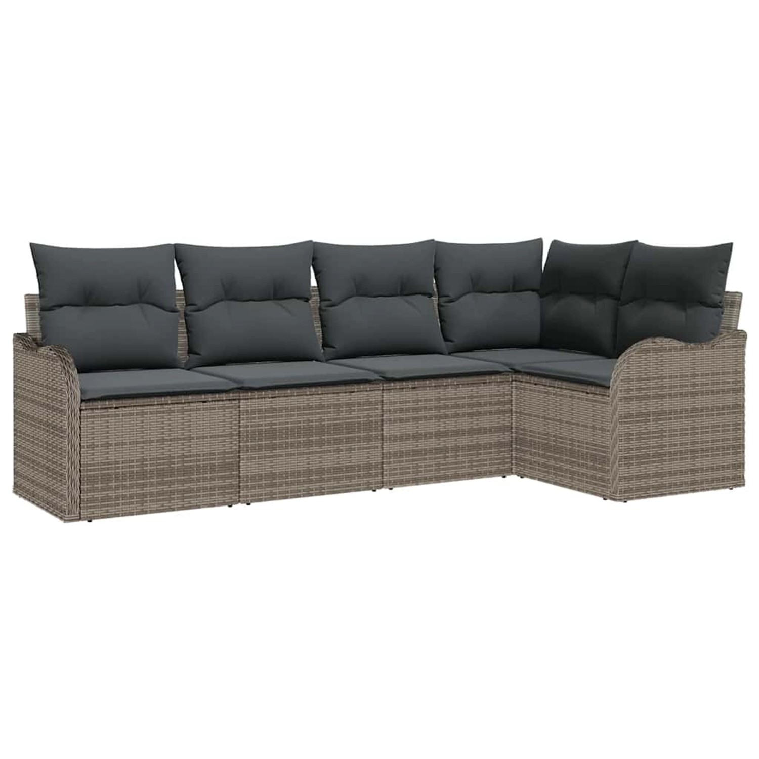 vidaXL Garten-Sofa-Set mit Kissen 5-Tlg Grau Poly Rattan 3345699 günstig online kaufen