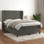 Dunkelgraues vidaXL Boxspringbett 140x190 cm mit Samtbezug, inklusive Matratze und Topper.