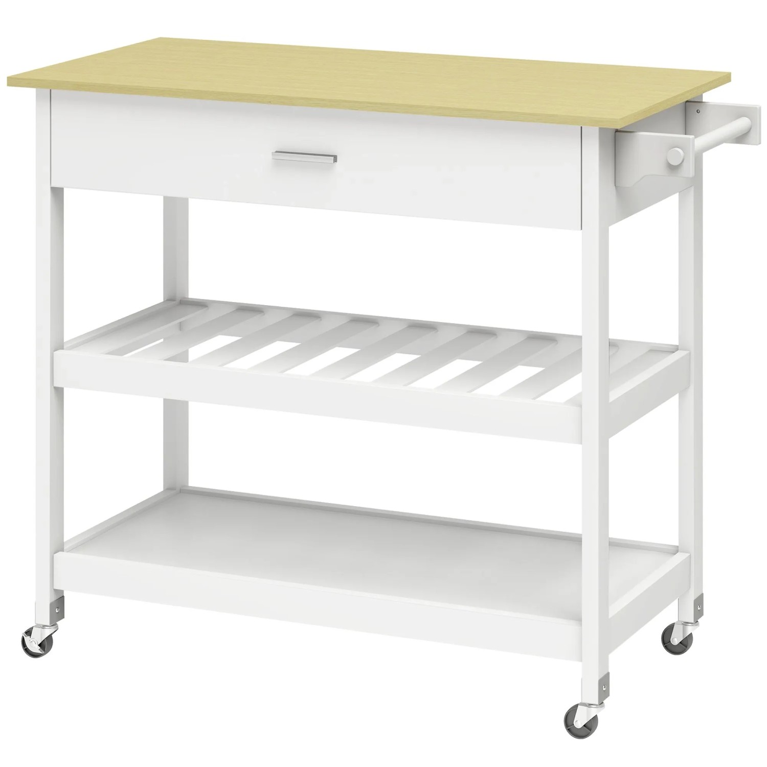 HOMCOM Küchenwagen MDF 108,8L x 51B x 92,5H cm Weiß