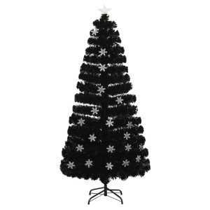 vidaXL Weihnachtsbaum mit LED-Schneeflocken Schwarz 150 cm Fiberoptik 328462