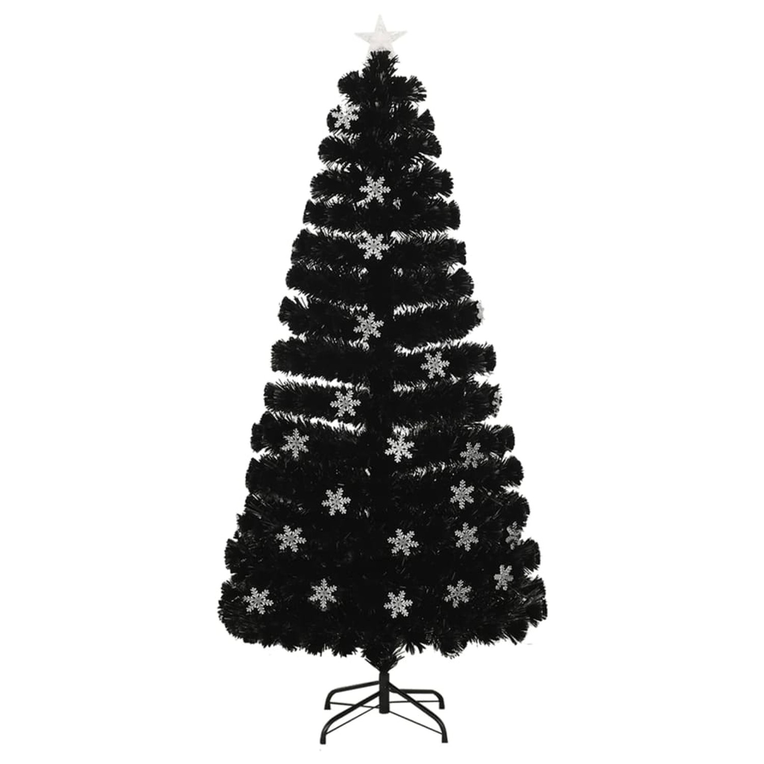 vidaXL Weihnachtsbaum mit LED-Schneeflocken Schwarz 150 cm Fiberoptik 328462