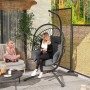 Grauer Furnicato Hängesessel mit Polster, Egg-Chair Design für entspannte Stunden im Freien.