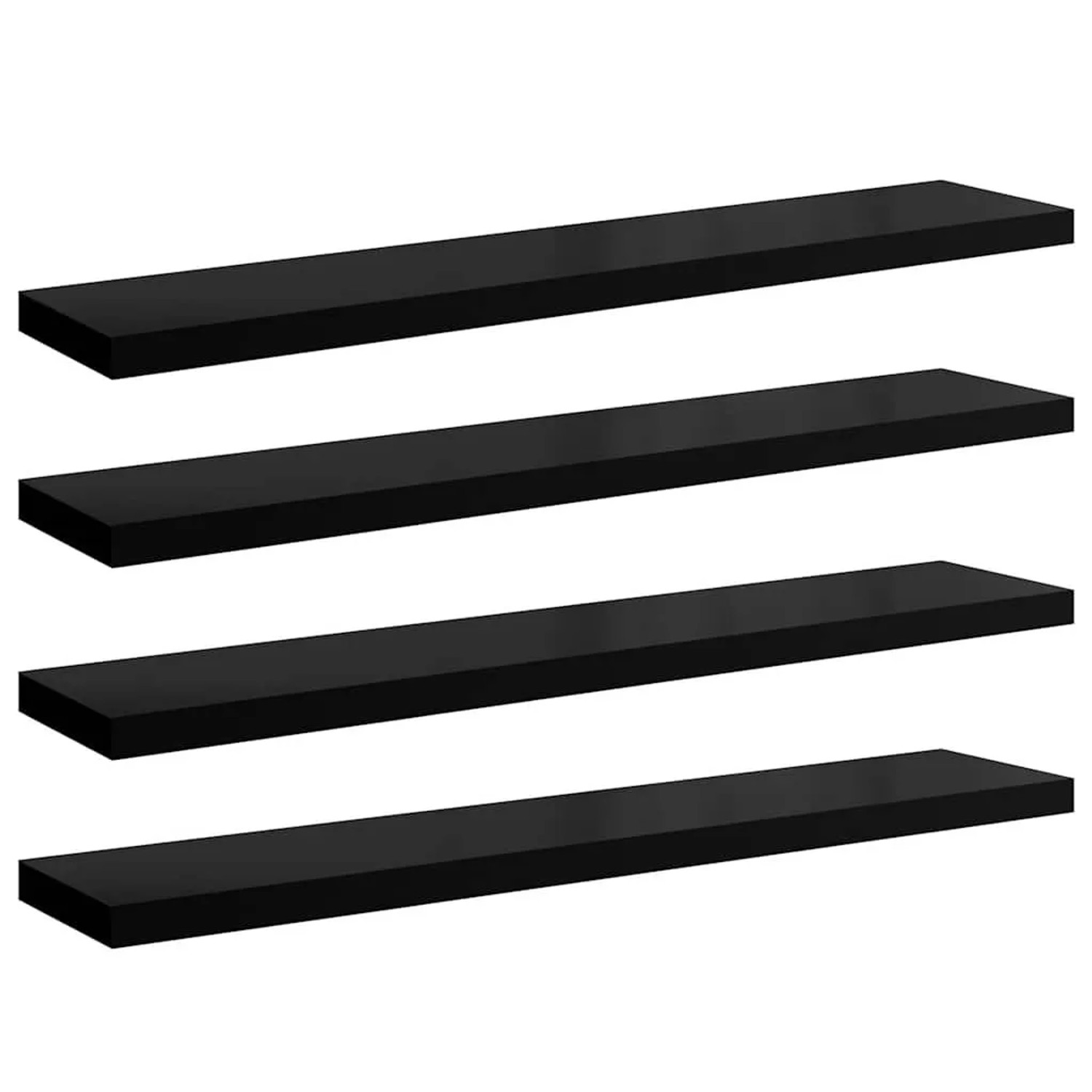 vidaXL Schweberegale 4 Stk Hochglanz-Schwarz 120x23,5x3,8 cm MDF 323780