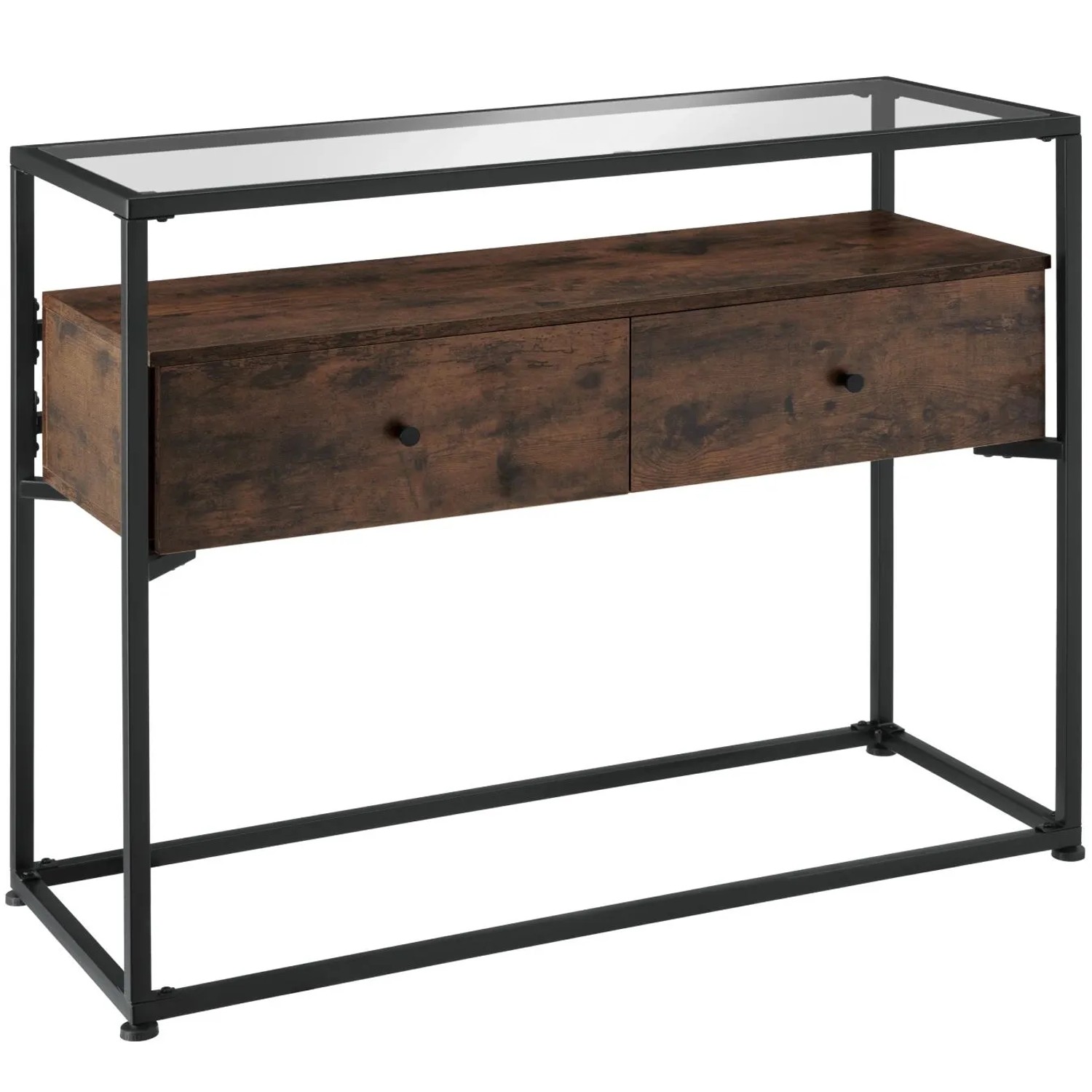 Tectake Konsolentisch Reading Industrial Style Holz und Stahl  101 50 x 41 50 x 80 50 cm Industrial Holz Dunkel  Rustikal