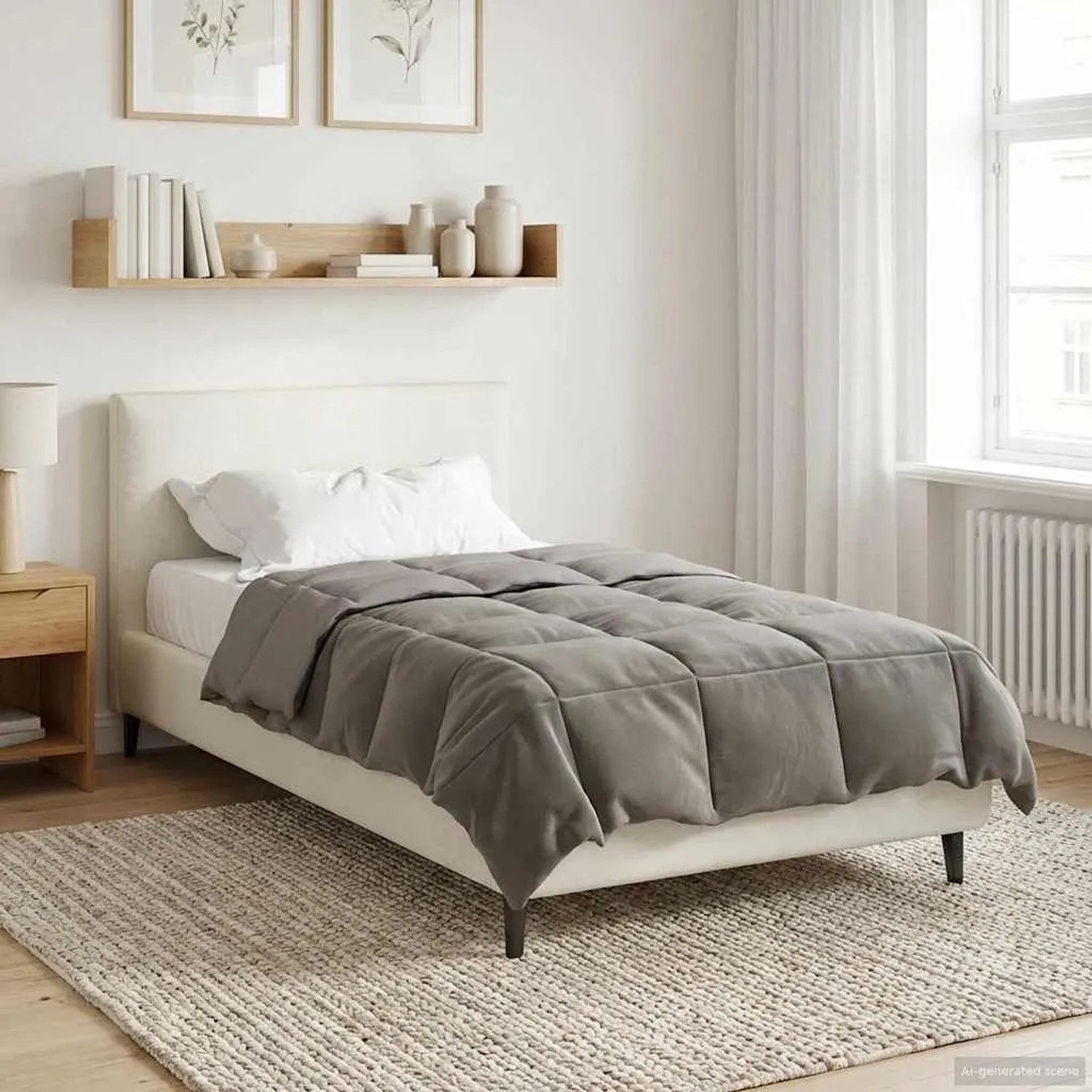 vidaXL Sommerdecke Gepolstert Hellgrau 135 x 220 cm Mikrofaser 42025922_4