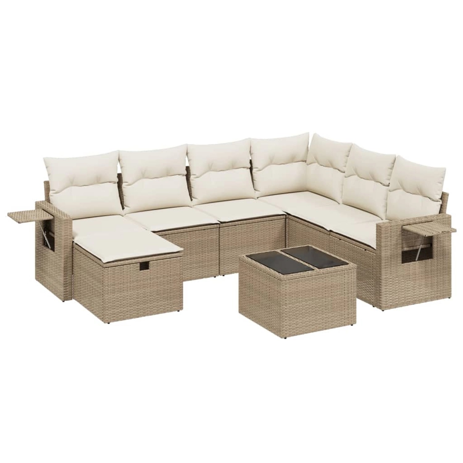 vidaXL 8-Tlg Garten-Sofagarnitur mit Kissen Beige Poly Rattan 3263844 günstig online kaufen
