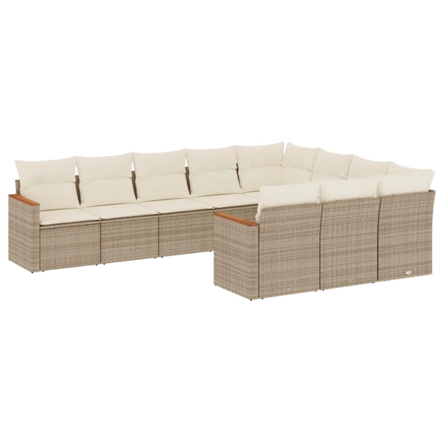vidaXL 10-Tlg Garten-Sofagarnitur mit Kissen Beige Poly Rattan 3258740