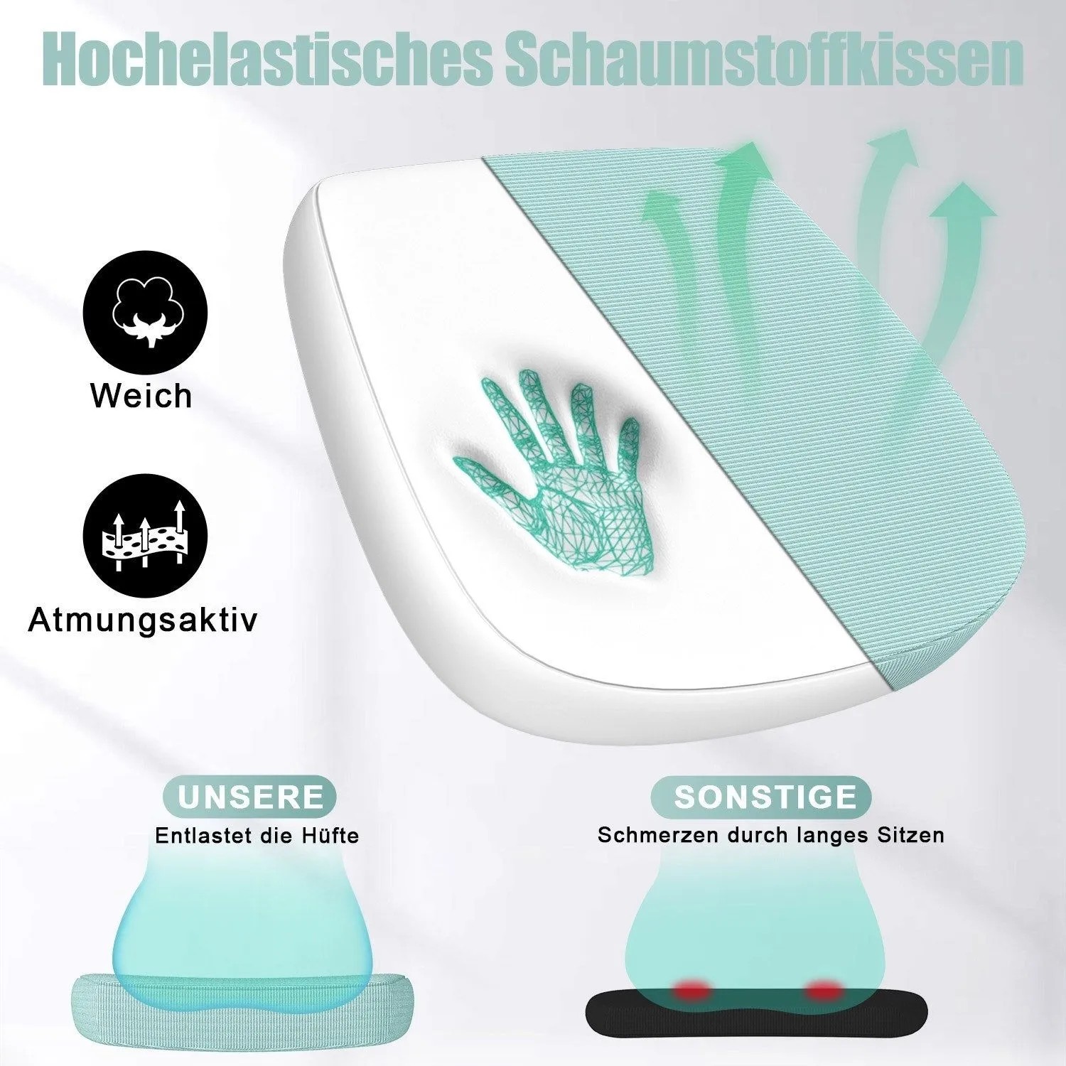 Rattantree Ergonomischer Drehstuhl mit Klapparmlehnen Höhenverstellbar Mesh Rückenlehne Grün_6