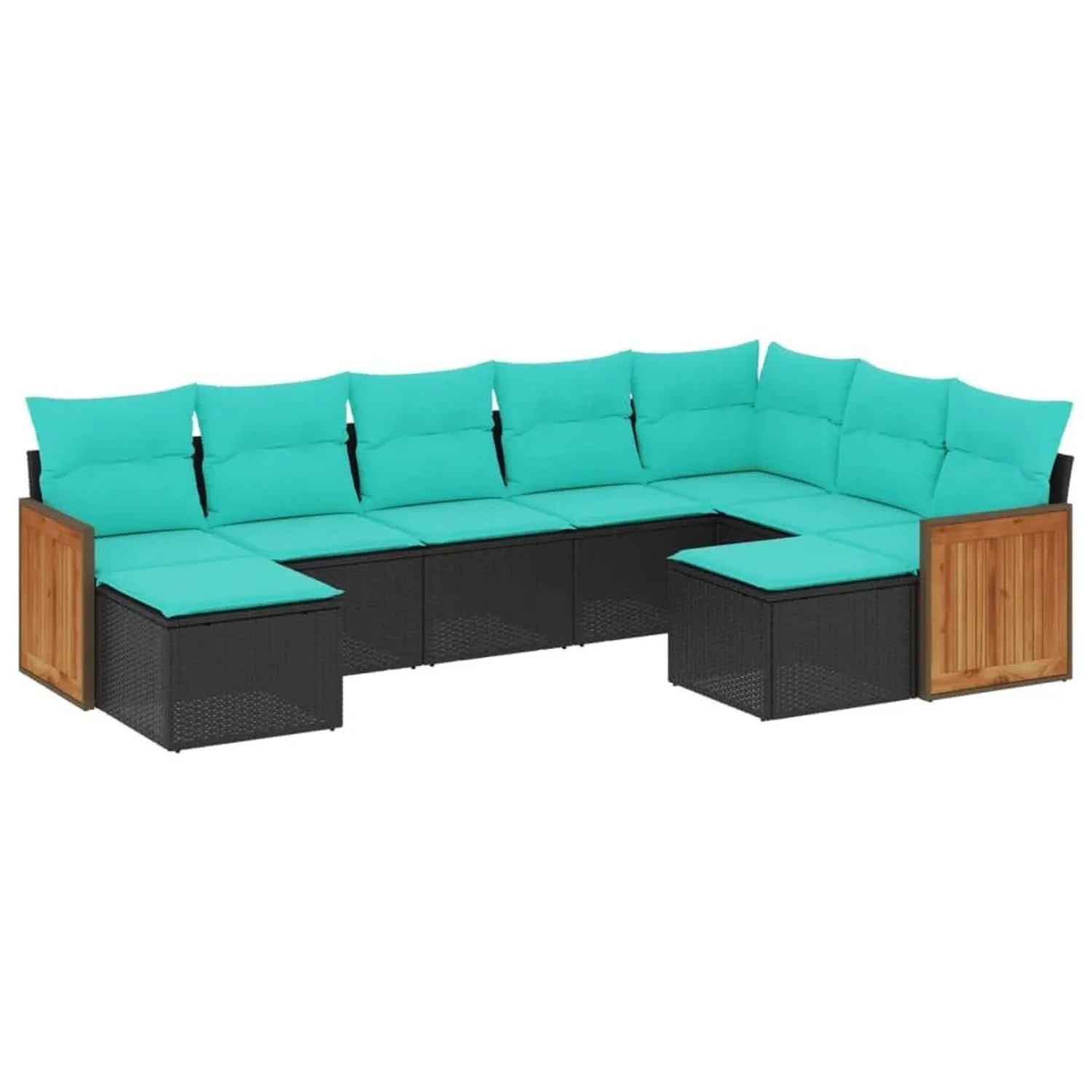 vidaXL 9-Tlg Gartensofa-Set mit Kissen Schwarz Polyrattan 3228220 günstig online kaufen