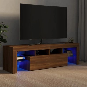 VidaXL TV-Schrank mit LED-Beleuchtung, braune Eichenoptik, 140 cm breit. Wohnwand mit Stauraum und RGB-Lichtern.