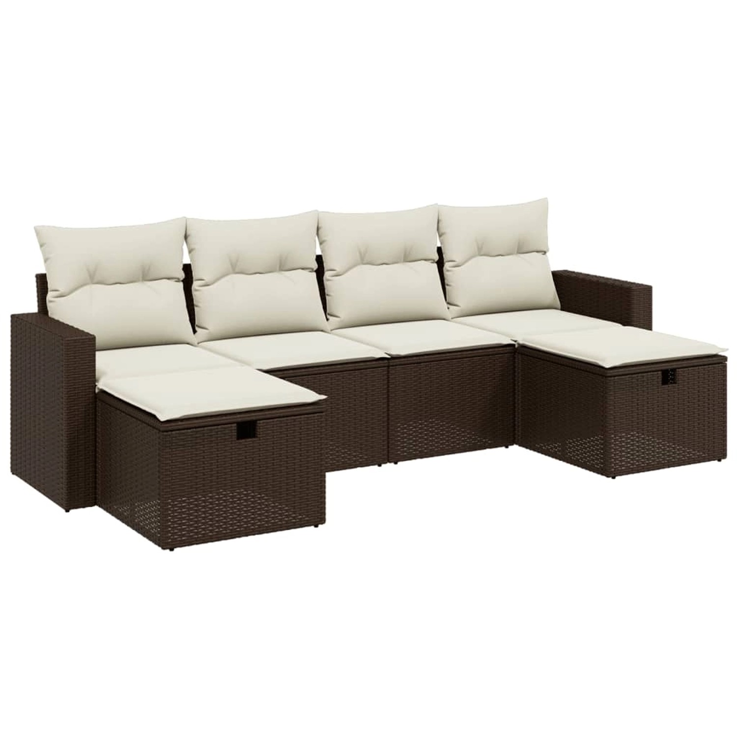 vidaXL 6-Tlg Garten-Sofagarnitur mit Kissen Braun Poly Rattan 3263549 günstig online kaufen