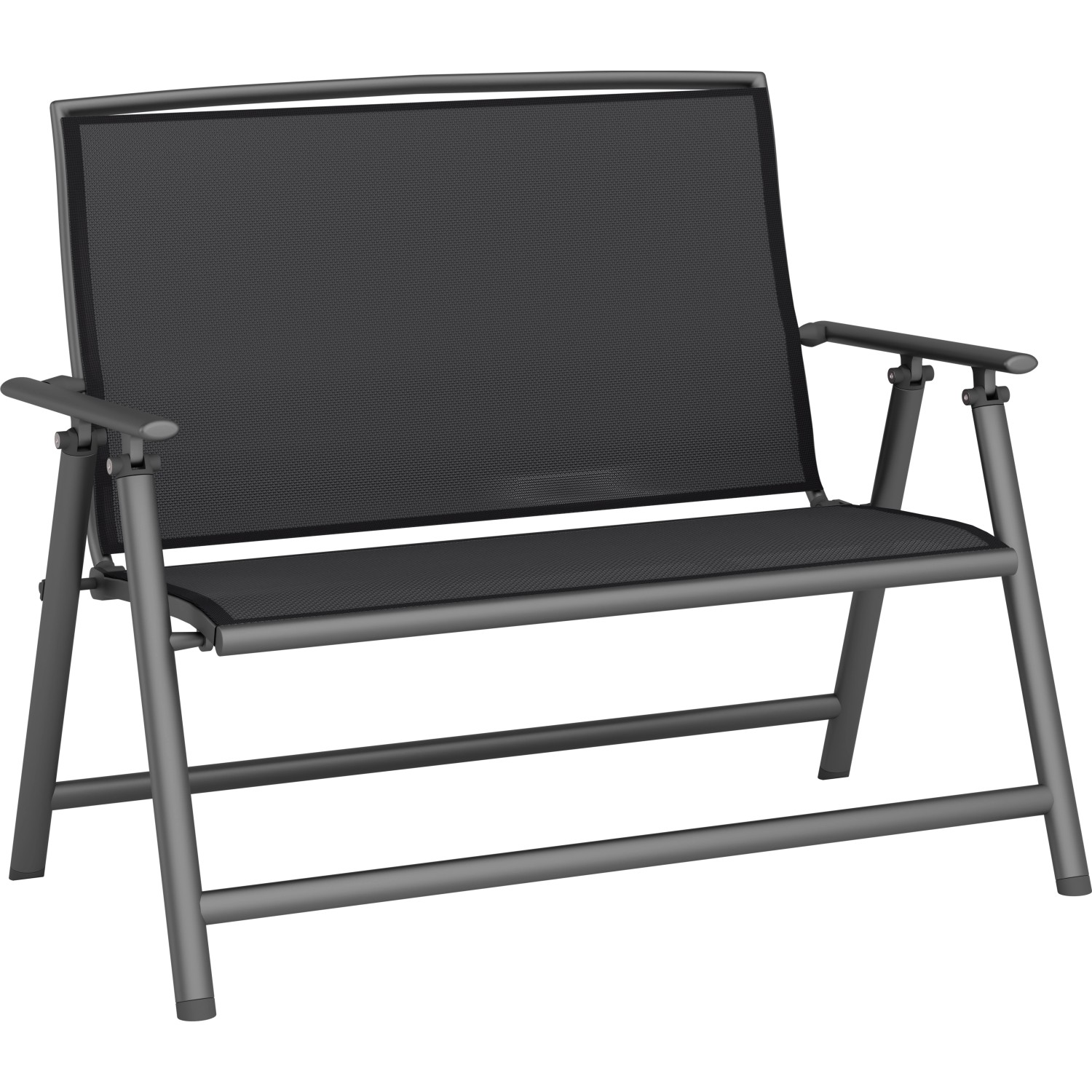 Klappbank Welsby Aluminium Textilen Grau Matt Schwarz