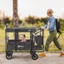 Sekey Bollerwagen mit Regenschutzhülle, transparent, mit Kind und schiebender Person.