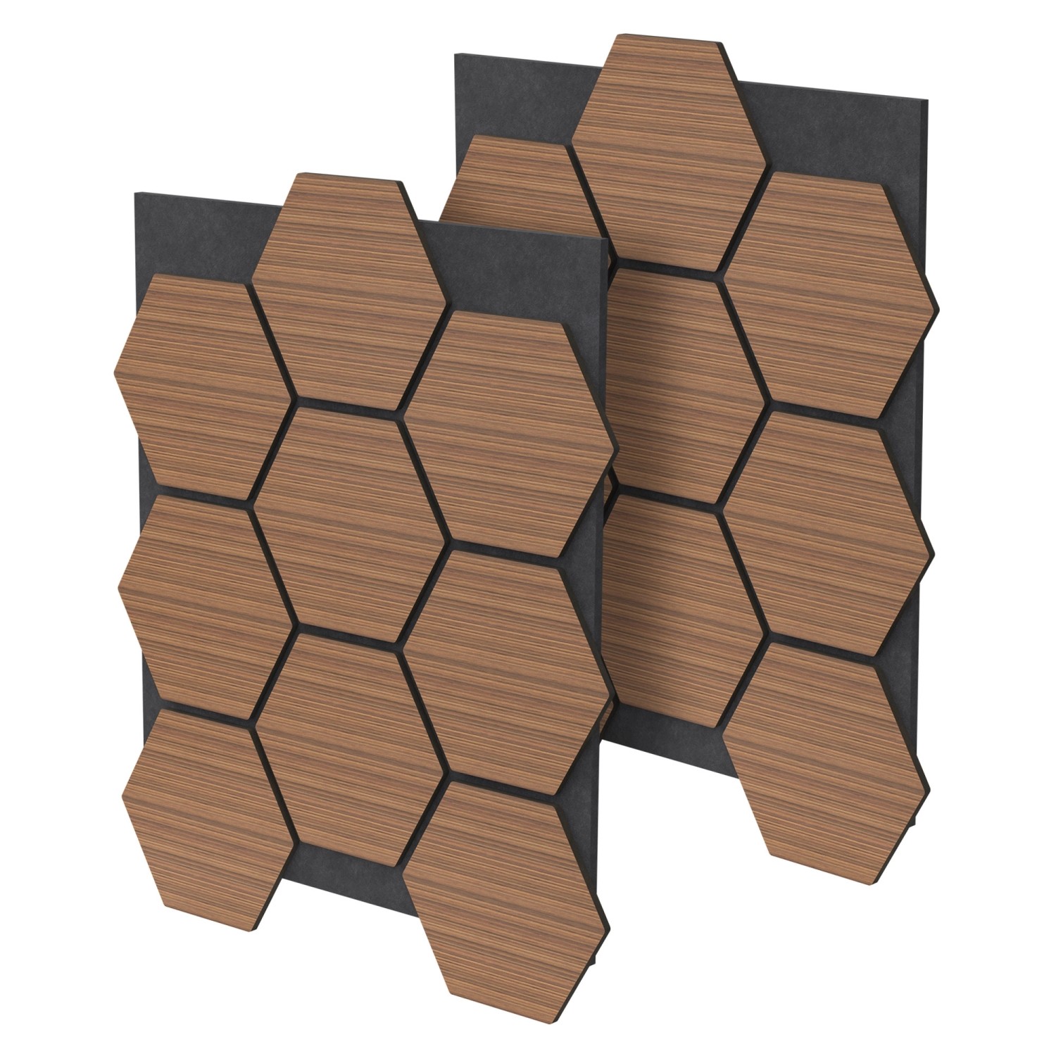 ML-Design Akustikpaneel Hexagon 2Er Set 66x81x2 cm Teak aus MDF
