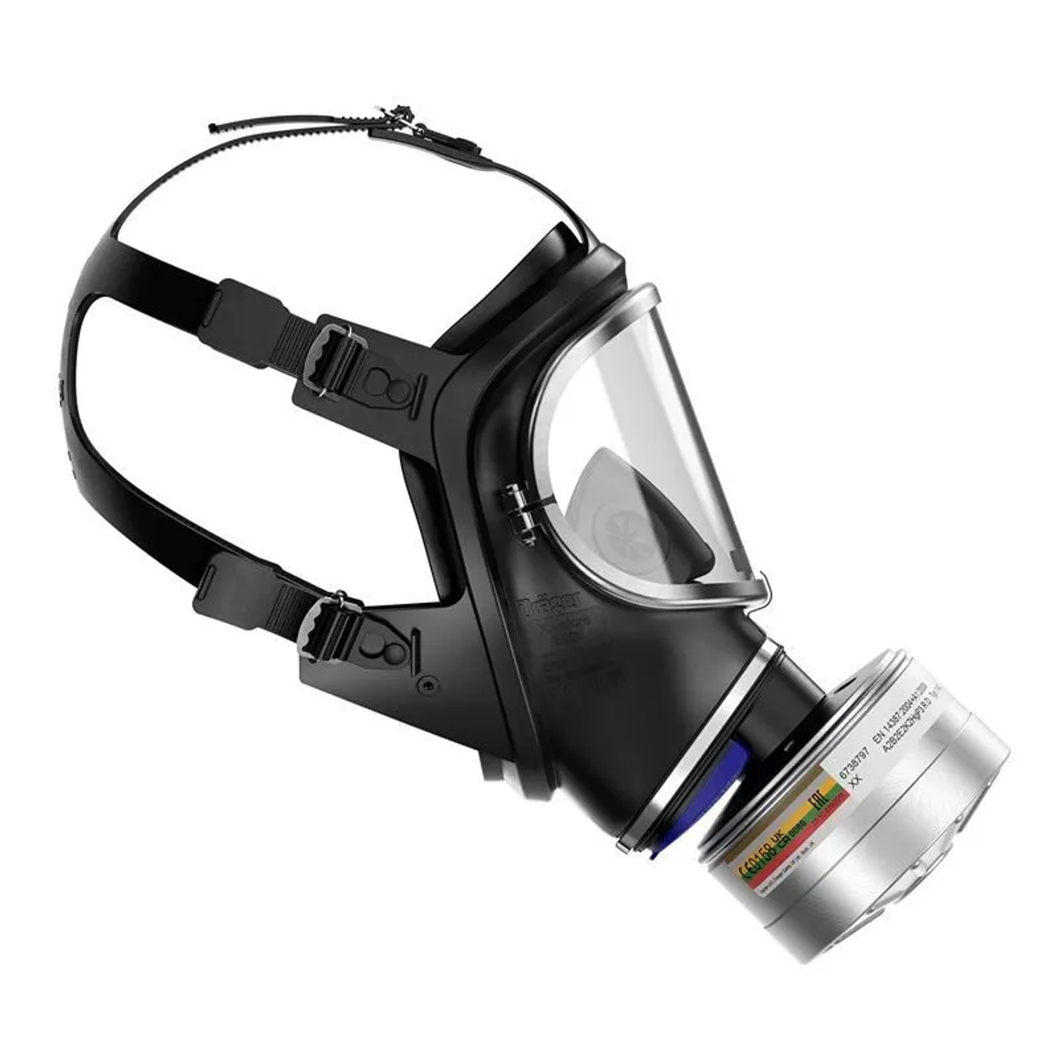 Dräger X-plore 6530 Vollmaske mit Filter. Schwarze Atemschutzmaske mit klarer Sichtscheibe für Schutz vor Gasen & Partikeln.