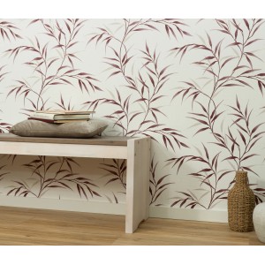 Erismann Vliestapete Fashion for Walls Yamato Rot mit Bambusmuster im Japandi-Stil.