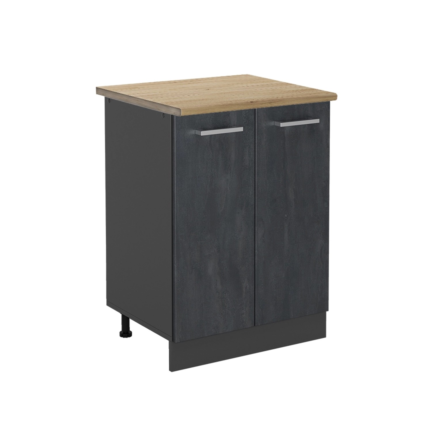 Vicco Küchenunterschrank R-Line Schwarz Beton/Anthrazit 60 cm AP Eiche