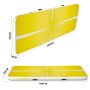 Gelbe aufblasbare CCLIFE Airtrack Matte, 400x100x10cm, mit weißen Linien und Griffen für Gymnastik & Training.