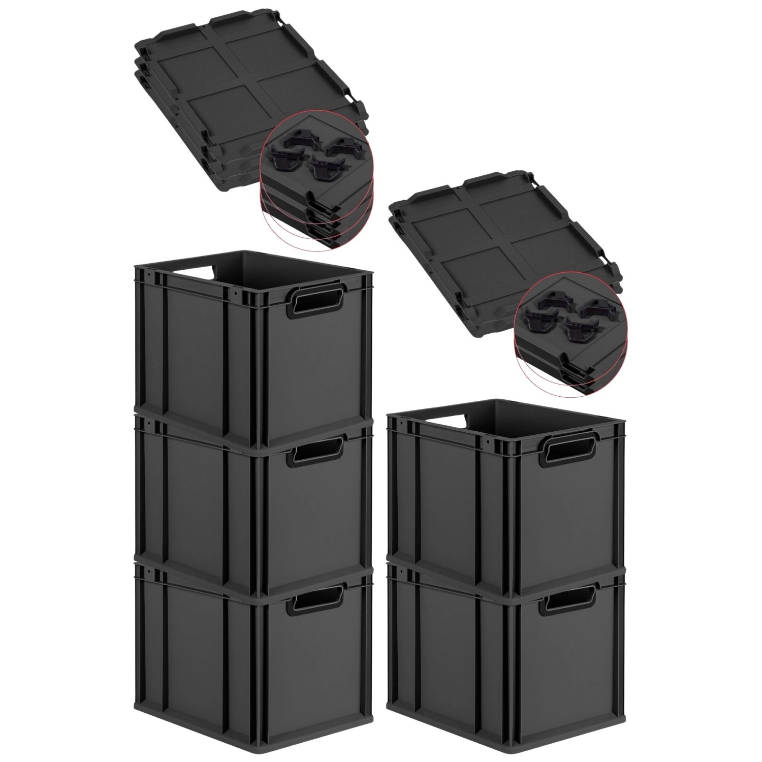 PROREGAL SparSet 5x Eurobox Nextgen Color Mit Auflagedeckel HxBxT 32x30x40c günstig online kaufen