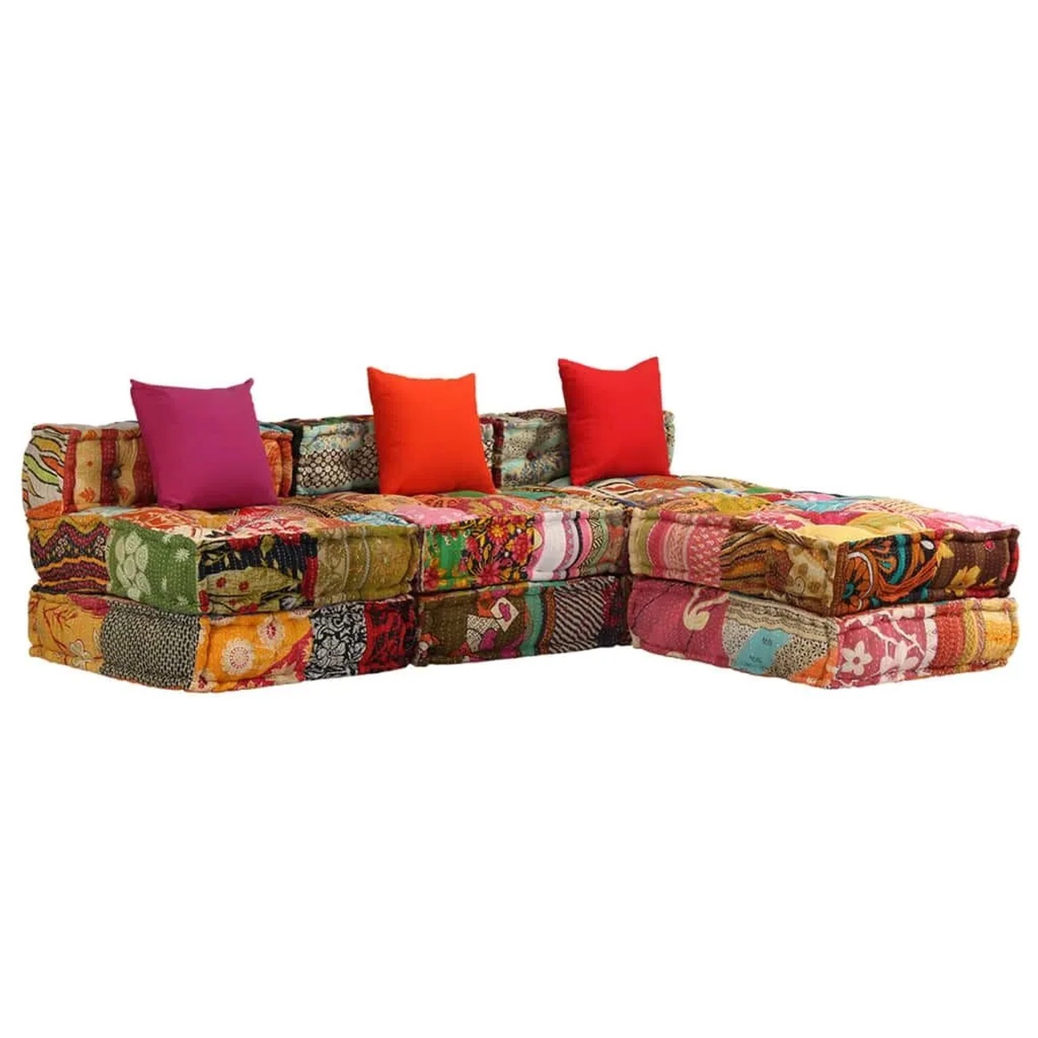 vidaXL 3-Sitzer Modularer Pouf Patchwork Stoff 244983