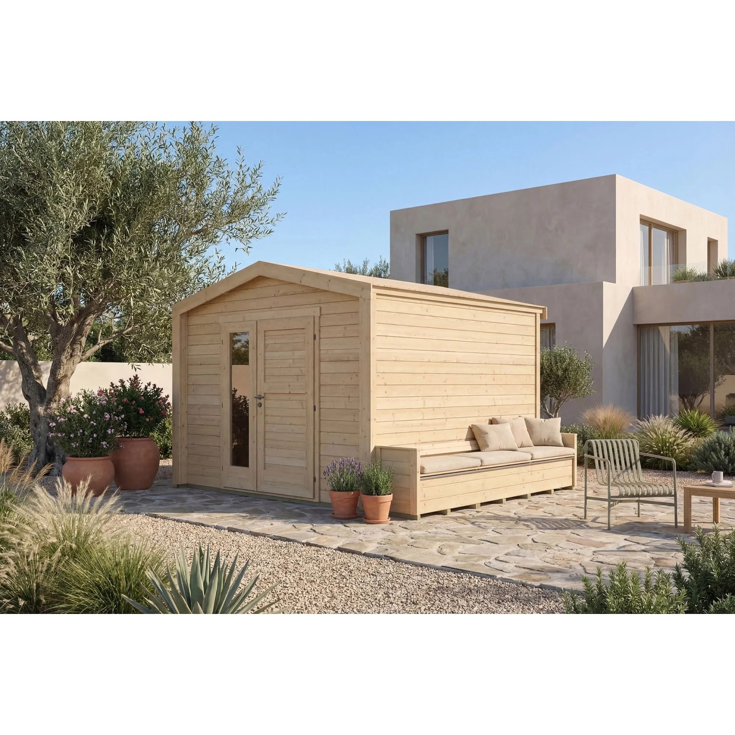 Weka Holz-Gartenhaus Killarney Satteldach Natur Unbehandelt 357 cm x 313 cm