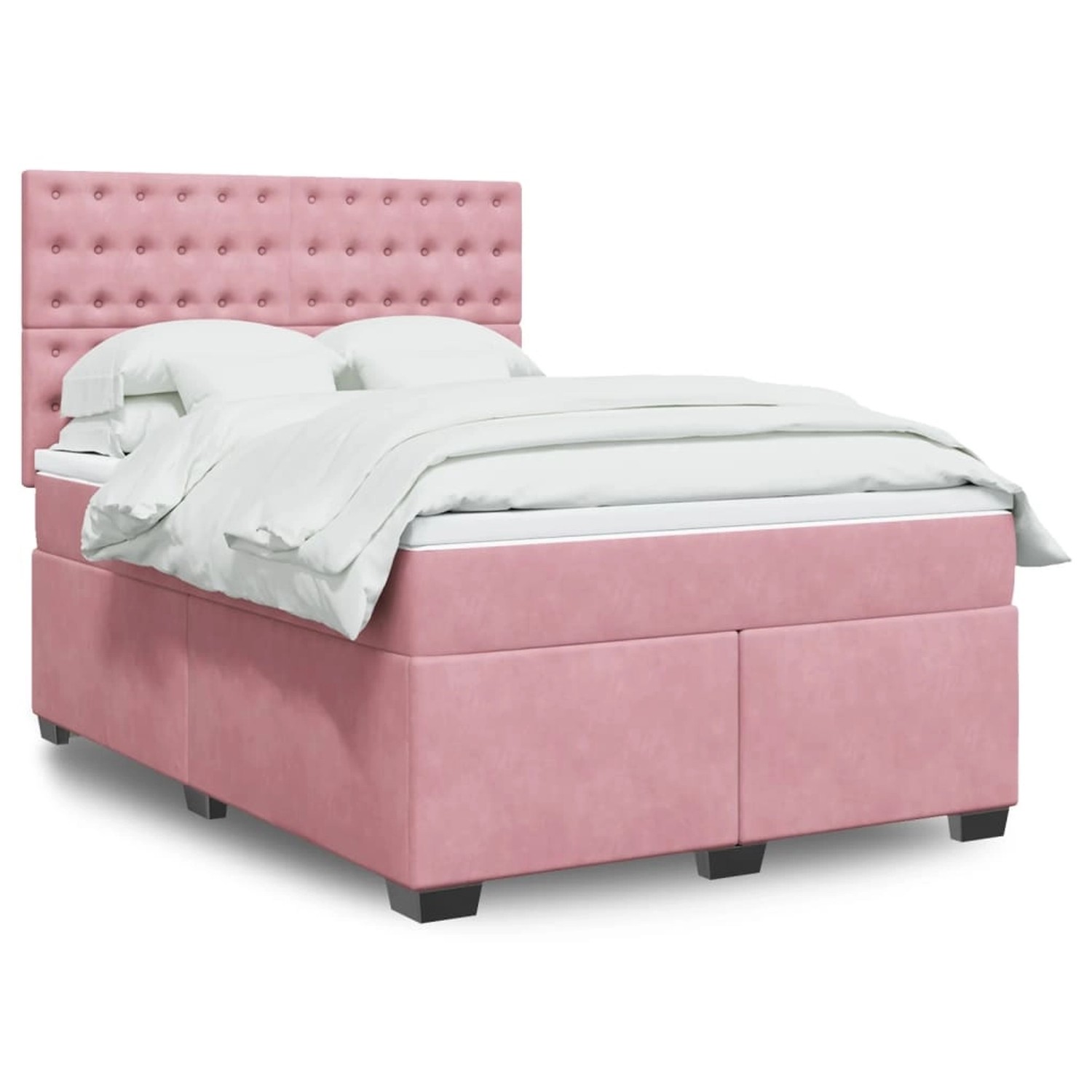 vidaXL Boxspringbett mit Matratze Rosa 140x200 cm Samt 3293247 günstig online kaufen