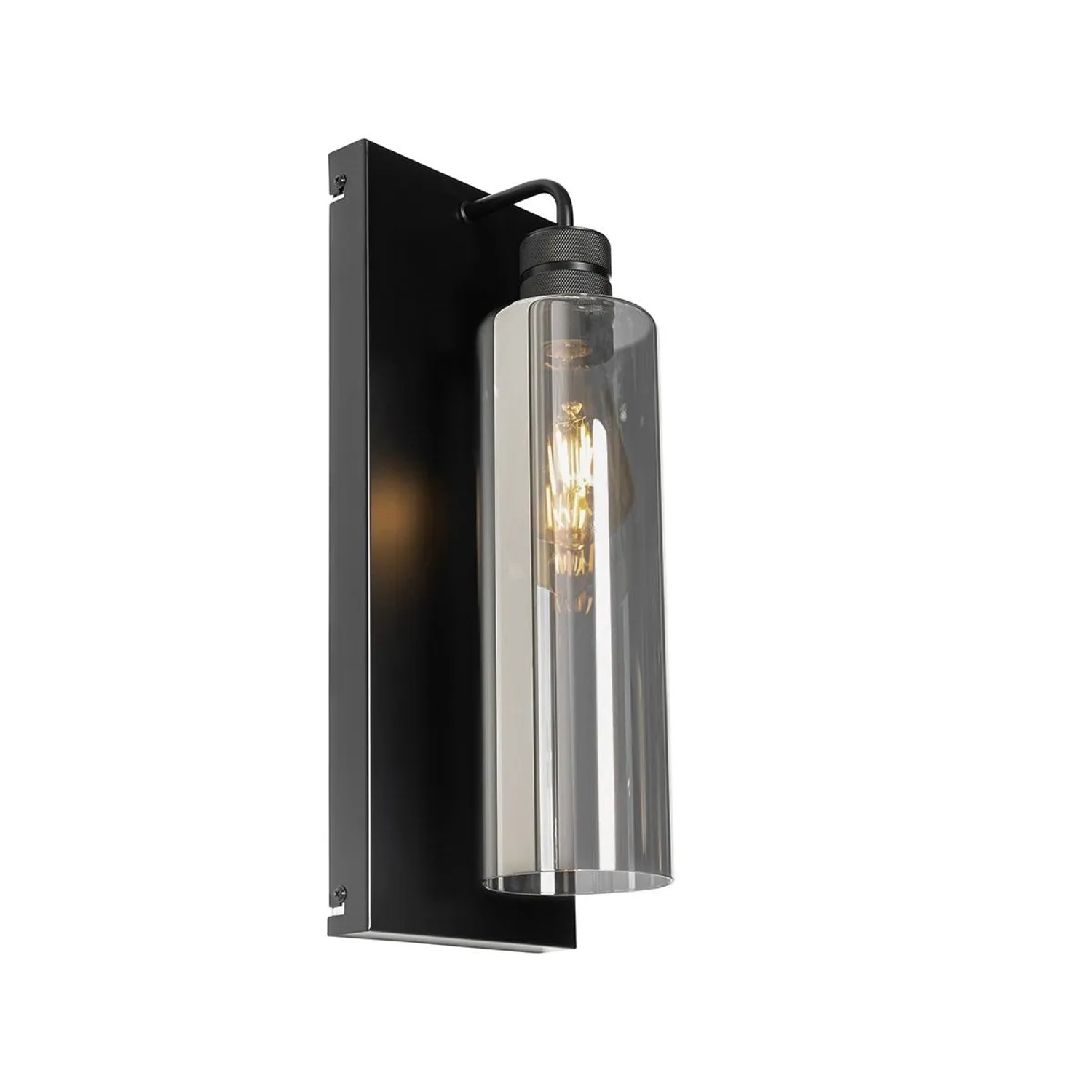 QAZQA Moderne Wandlampe Schwarz mit Rauchglas Stavelot