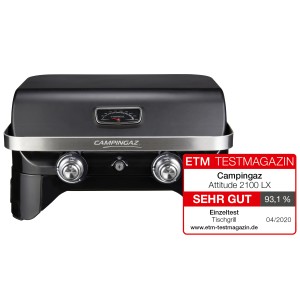 Campingaz Attitude 2100 LX Gas-Tischgrill mit Deckel und Thermometer.