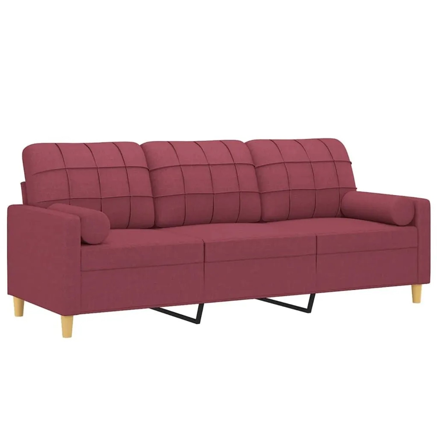 vidaXL 3-Sitzer-Sofa mit Zierkissen Weinrot 180 cm Stoff 3200796